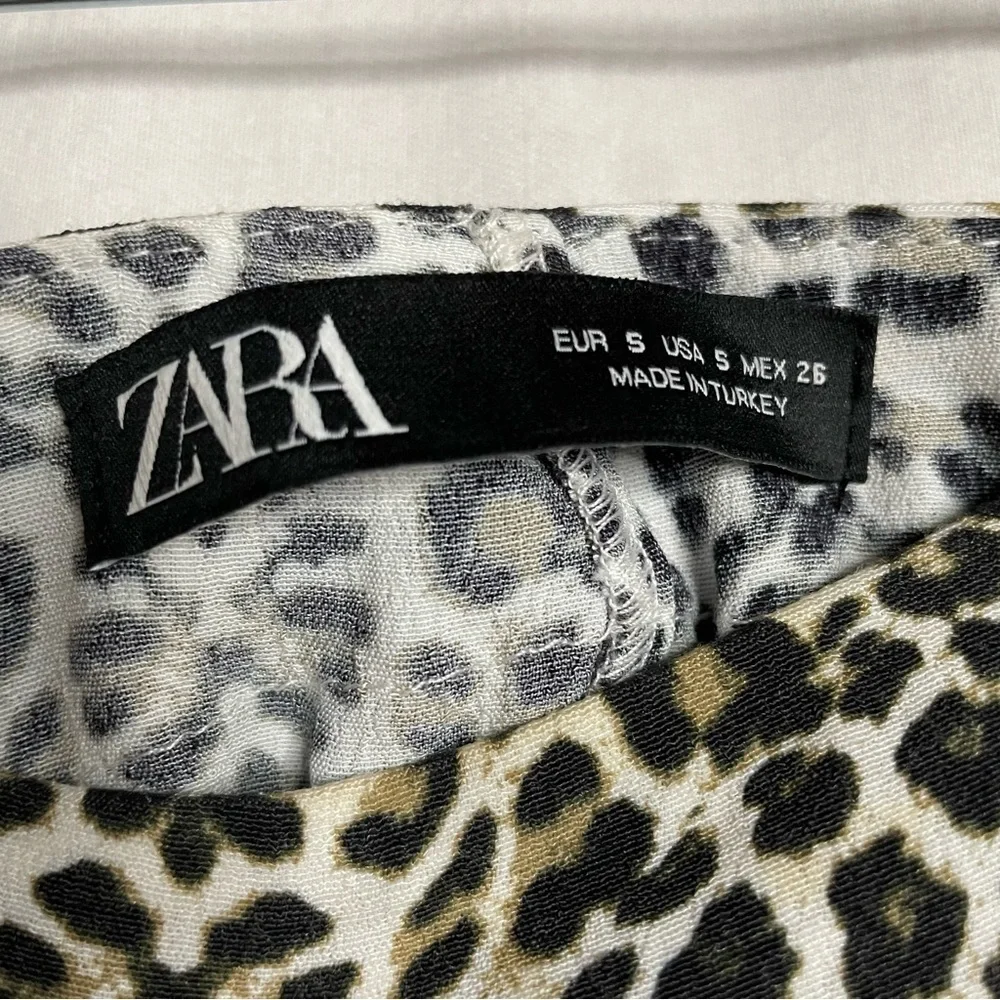 Zara Ruffle Leopard Print Mini Skort Skirt Boho Animal Cheetah Print - Picture 3 of 14